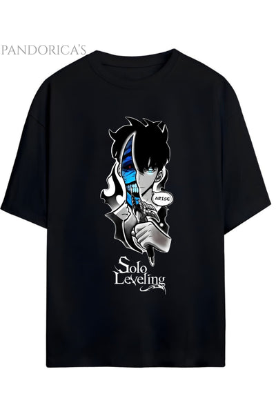 Solo Leveling Tasarım Serisi "ARISE" Yazılı Baskılı Pamuklu Unisex Tişört