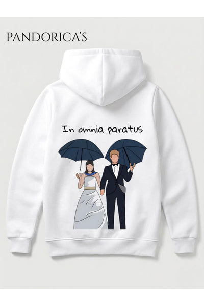 GILMORE GIRLS RORY&JACK İKONİK REPLİK VE SAHNE "IN OMNIA PARATUS" Yazılı SIRT VE ÖN Baskılı Unisex Kapüşonlu Pamuklu Sweatshirt Hoodie