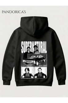 SUPERNATURAL Tasarım Serisi SAM & DEAN WINCHESTER Yazılı SIRT ve ÖN Baskılı Unisex Kapüşonlu Pamuklu Sweatshirt Hoodie