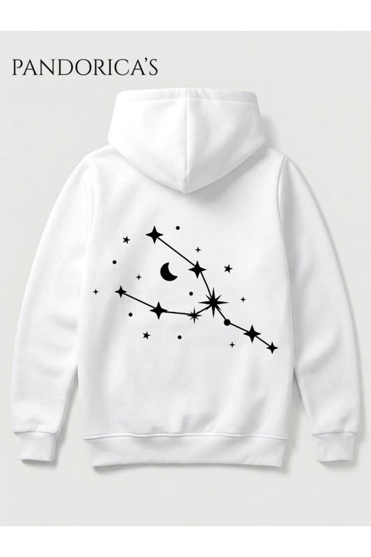 Boğa Burcu Zodiac Takımyıldız Sırt Ve Göğüs Baskılı Kapüşonlu Pamuklu Sweatshirt – Taurus (Hoodie)