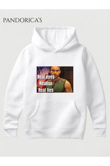 The Boys DEEP Meme Tasarımı "Real Eyes Realise Real Lies" Yazılı Baskılı Unisex Kapüşonlu Pamuklu Sweatshirt Hoodie