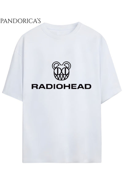 RADIOHEAD Tasarımı Yazılı Baskılı Unisex Pamuklu Relaxed Kalıp Tişört