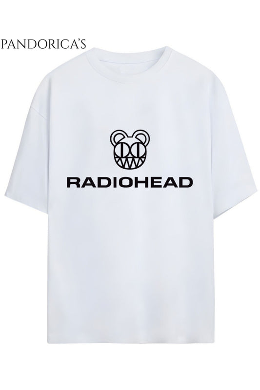 RADIOHEAD Tasarımı Yazılı Baskılı Unisex Pamuklu Relaxed Kalıp Tişört