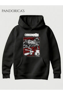 CHAINSAW MAN Anime Manga Tasarım Serisi Yazılı Baskılı Unisex Kapüşonlu Pamuklu Sweatshirt Hoodie