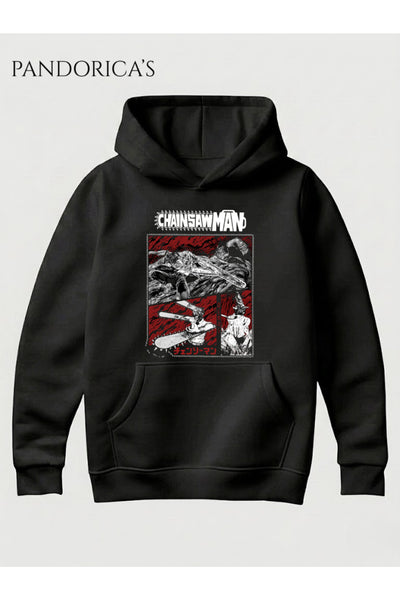 CHAINSAW MAN Anime Manga Tasarım Serisi Yazılı Baskılı Unisex Kapüşonlu Pamuklu Sweatshirt Hoodie