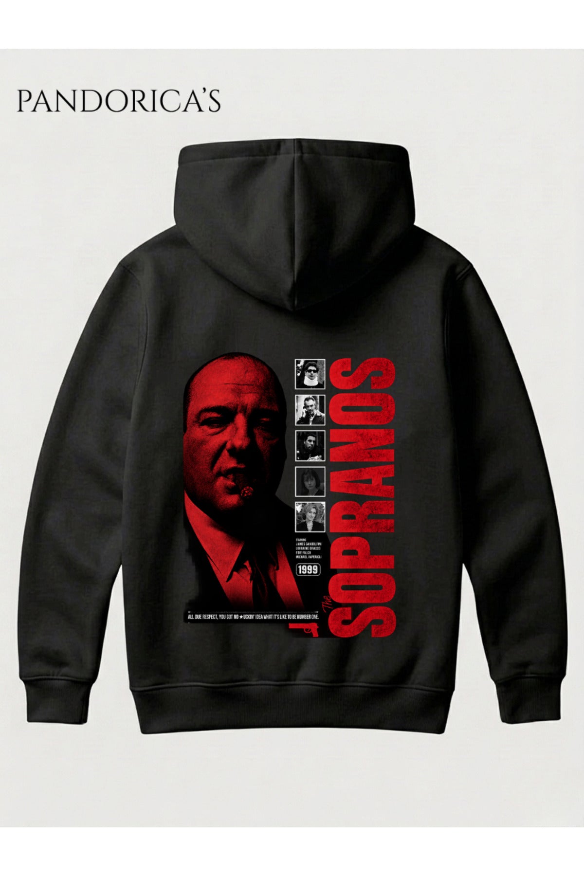 Siyah The Sopranos "You Got No Idea What It's Like To Be Number One" İkonik Replik Yazılı Sırt Baskılı Unisex Kapüşonlu Pamuklu Sweatshirt Hoodie - 105