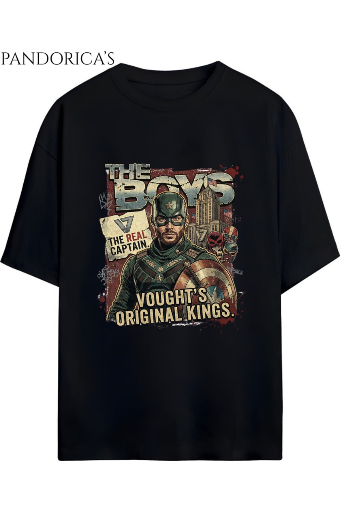 Siyah The Boys "Soldier Boy" Yazılı Baskılı Unisex Pamuklu Relaxed Kalıp Tişört - 111