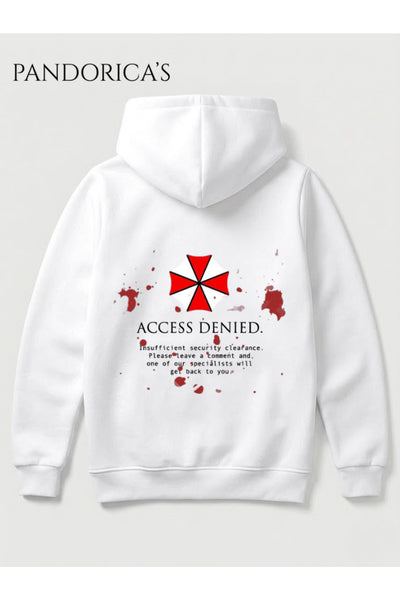 RESIDENT EVIL "Umbrella Corp. ACCSESS DENIED" Tasarımı Yazılı SIRT Baskılı Unisex Kapüşonlu Pamuklu Gamer Sweatshirt Hoodie