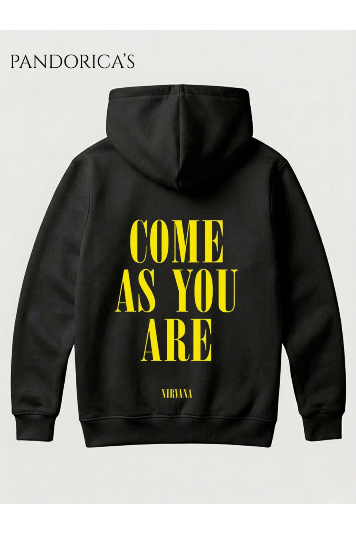 Nirvana "Come As You Are" Tasarımı Yazılı Sırt Baskılı Unisex Kapüşonlu Pamuklu Sweatshirt Hoodie