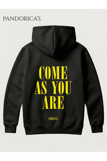 NIRVANA "COME AS YOU ARE" Tasarımı Yazılı SIRT Baskılı Unisex Kapüşonlu Pamuklu Sweatshirt Hoodie