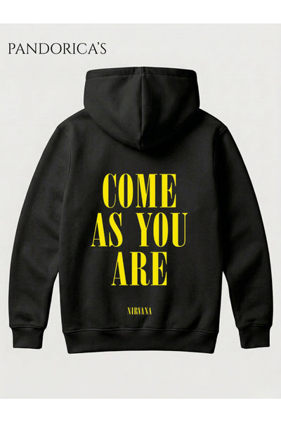 NIRVANA "COME AS YOU ARE" Tasarımı Yazılı SIRT Baskılı Unisex Kapüşonlu Pamuklu Sweatshirt Hoodie