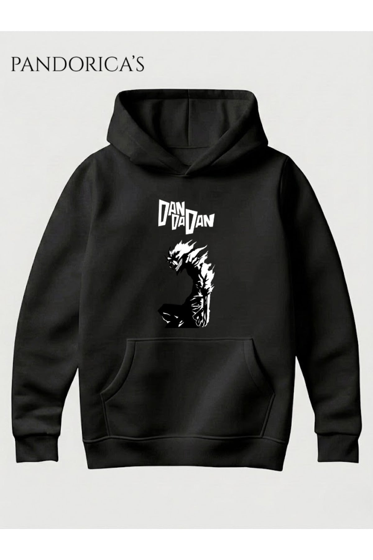 Siyah Dandadan Anime Manga Tasarımı Yazılı Baskılı Unisex Kapüşonlu Pamuklu Sweatshirt Hoodie - 33