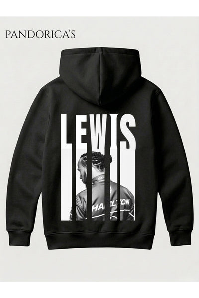 Lewis Hamilton 44 Tasarımı Sırt ve Göğüs Baskılı Unisex Kapüşonlu Pamuklu Sweatshirt (Hoodie)