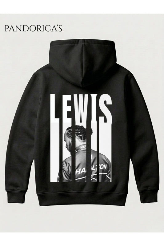 Lewis Hamilton 44 Tasarımı Sırt ve Göğüs Baskılı Unisex Kapüşonlu Pamuklu Sweatshirt (Hoodie)