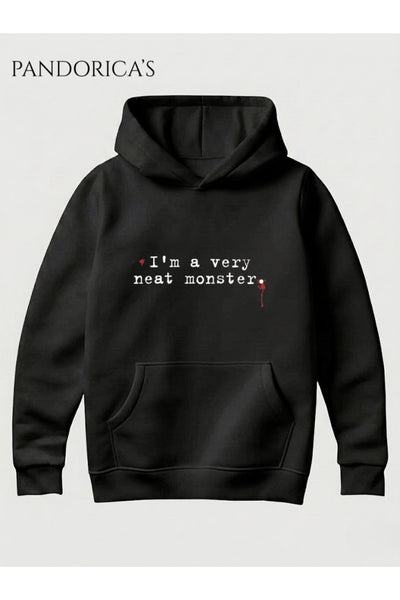 DEXTER Tasarımı " I'M A NEAT MONSTER " İkonik Replik Yazılı Baskılı Unisex Kapüşonlu Pamuklu Sweatshirt Hoodie