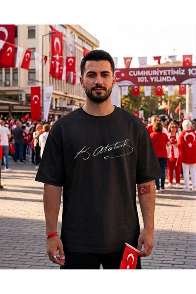 Pandorica's Mustafa Kemal ATATÜRK Tasarımı İmzalı Baskılı Unisex Pamuklu T-shirt