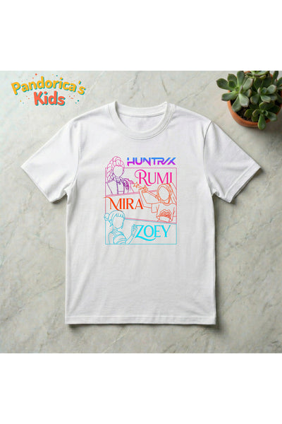 Pandorica's Kpop İblis Avcıları (Demon Hunters) Tasarımı Pamuklu Unisex Çocuk T-shirt