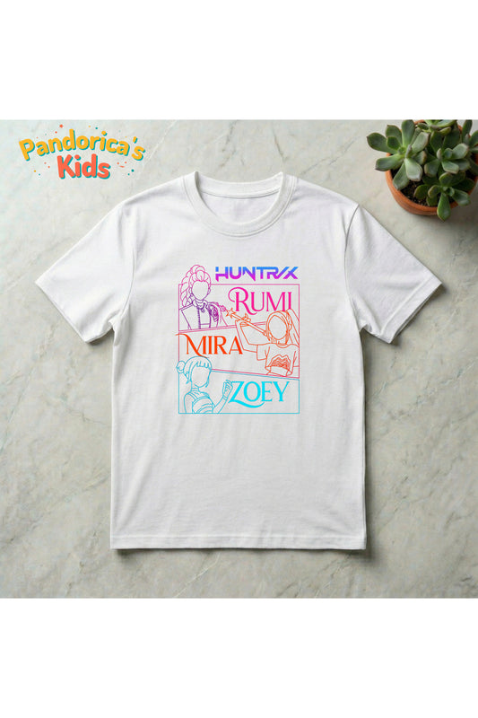 Pandorica's Kpop İblis Avcıları (Demon Hunters) Tasarımı Pamuklu Unisex Çocuk T-shirt