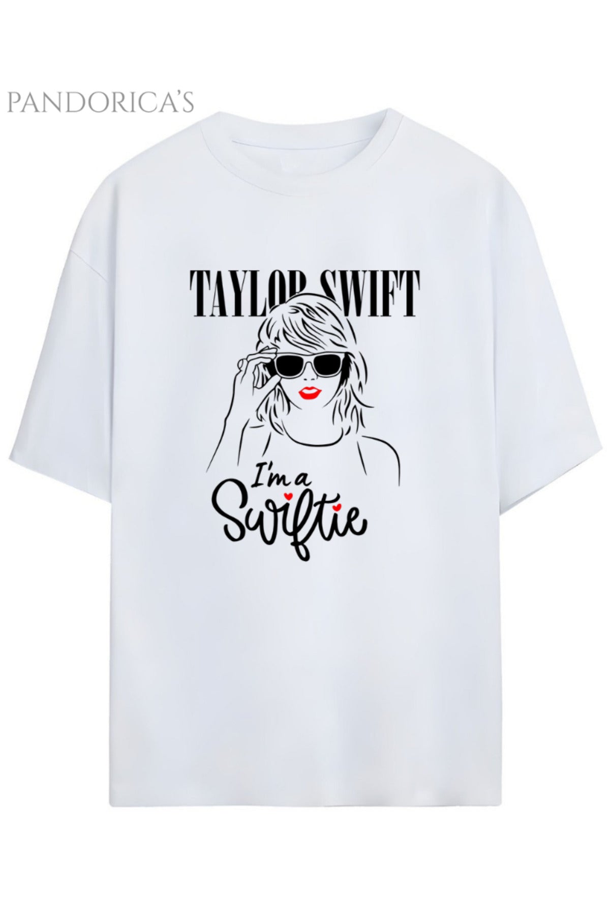 Beyaz Pandorica's Taylor Swift Tasarımı "Swiftie" Yazılı Unisex Pamuklu T-Shirt - 41