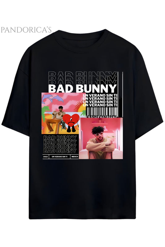 BAD BUNNY TASARIM SERİSİ YAZILI BASKILI RELAXED KALIP PAMUKLU UNISEX TİŞÖRT