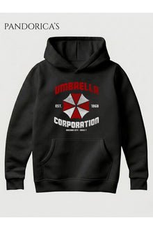 Resident Evil Tasarımı "UMBRELLA CORP." Yazılı Baskılı Unisex Kapüşonlu Pamuklu Sweatshirt (Hoodie)