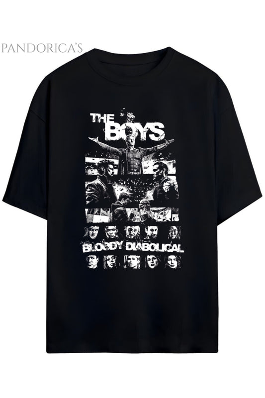 Pandorica's THE BOYS SERİSİ "BLOODY DIABOLICAL" Yazılı Baskılı Unisex Pamuklu Tişört