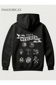 THE WITCHER Semboller Tasarımı Yazılı SIRT Baskılı Unisex Kapüşonlu Pamuklu Gamer Sweatshirt Hoodie