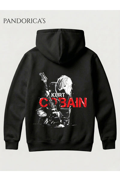 NIRVANA KURT COBAIN Tasarımı Yazılı SIRT Baskılı Unisex Kapüşonlu Pamuklu Sweatshirt Kanguru Cep Hoodie