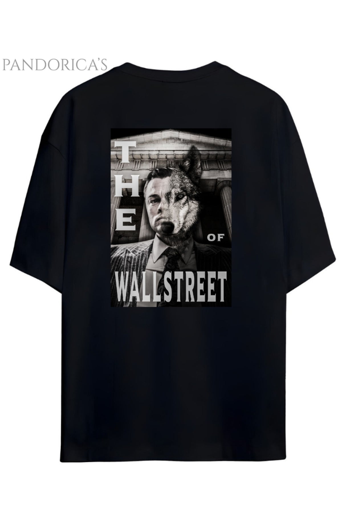Siyah Pandorica's The Wolf Of Wall Street Tasarımı Sırt Ve Göğüs Baskılı Unisex Pamuklu T-Shirt - 5