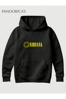 NIRVANA Tasarımı Yazılı Baskılı Unisex Kapüşonlu Pamuklu Sweatshirt Kanguru Cep Hoodie