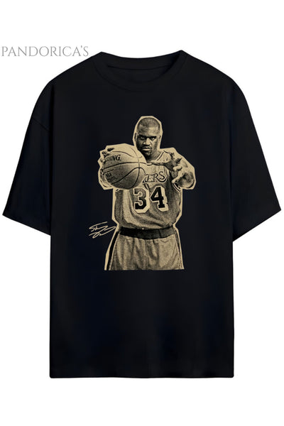 Pandorica's Basketbol Shaquille O'Neal Tasarımı Baskılı Unisex Pamuklu T-shirt