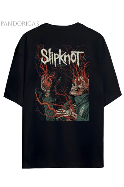 Pandorica's SLIPKNOT Sırt Baskılı Unisex Relaxed Kalıp Pamuklu Tişört