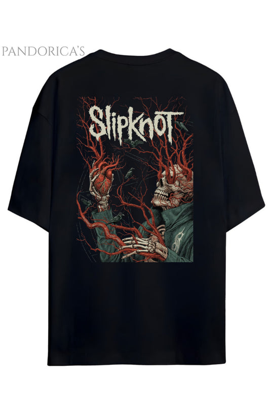 Pandorica's SLIPKNOT Sırt Baskılı Unisex Relaxed Kalıp Pamuklu Tişört