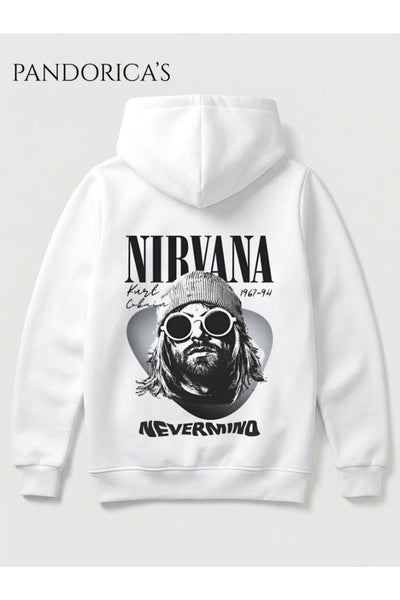NIRVANA KURT COBAIN "NEVERMIND" Tasarımı Yazılı SIRT Baskılı Unisex Kapüşonlu Pamuklu Sweatshirt Kanguru Hoodie