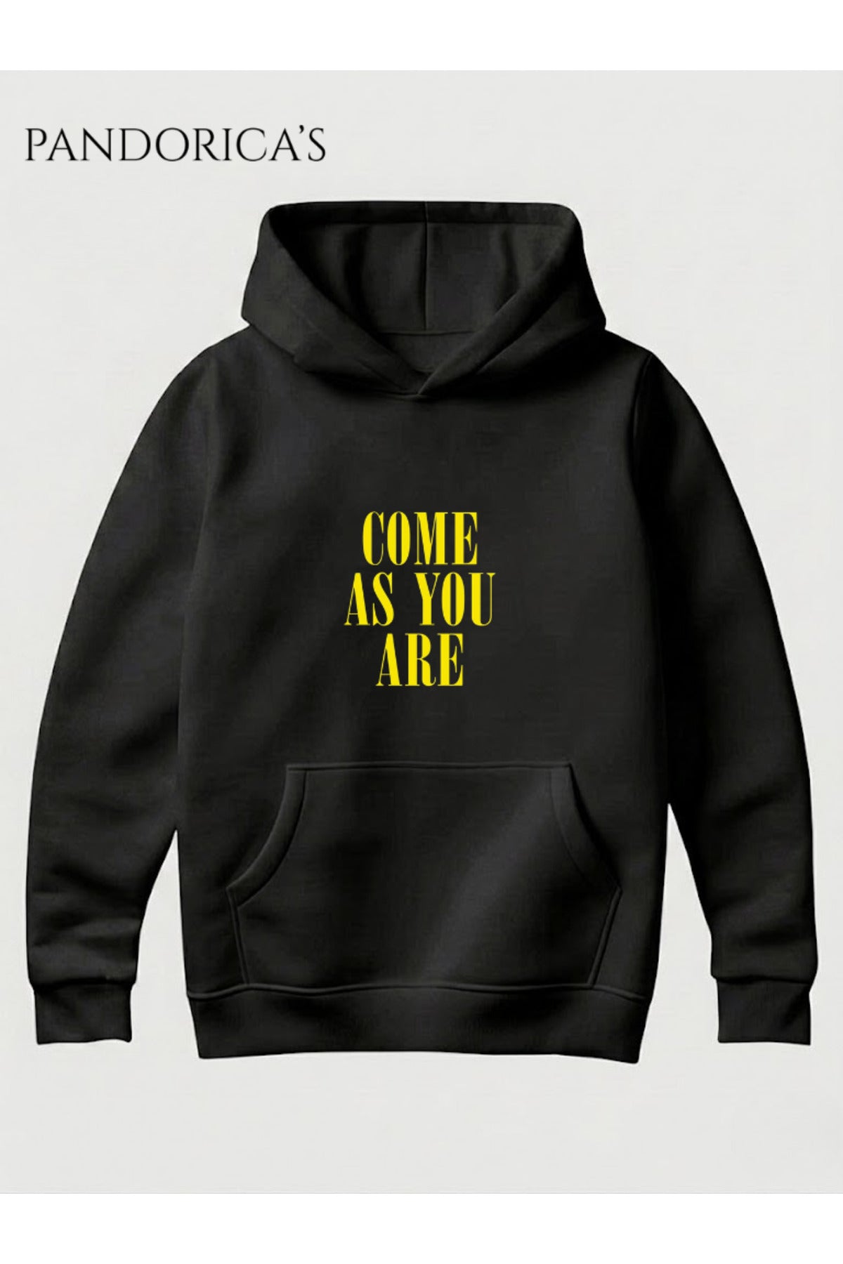 Nirvana "Come As You Are" Tasarımı Yazılı Baskılı Unisex Kapüşonlu Pamuklu Sweatshirt Kanguru Cep Hoodie