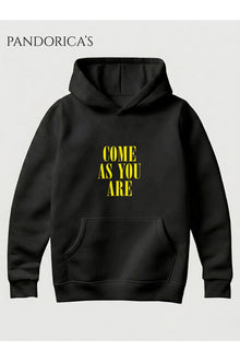 NIRVANA "COME AS YOU ARE" Tasarımı Yazılı Baskılı Unisex Kapüşonlu Pamuklu Sweatshirt Kanguru Cep Hoodie