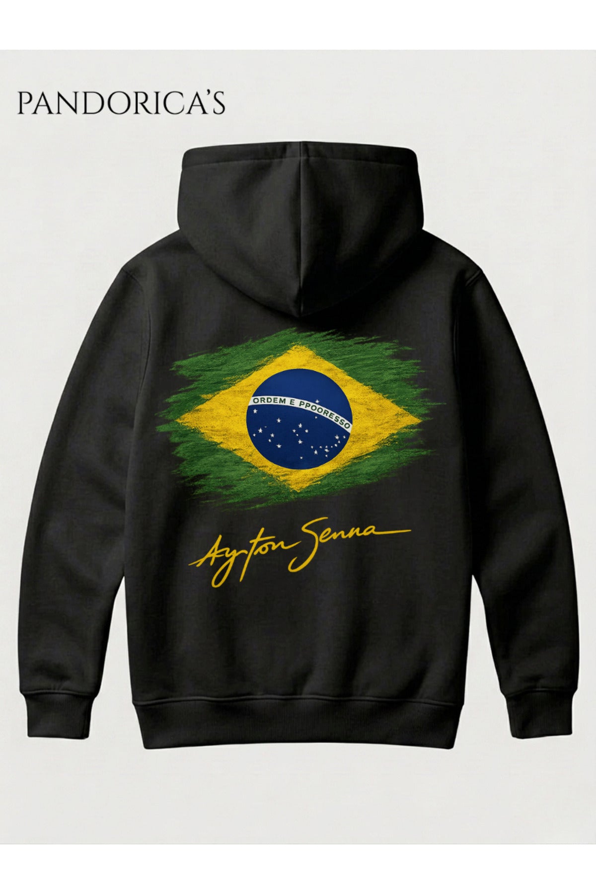 Beya Ayrton Senna Tasarımı Sırt Ve Ön Baskılı Unisex Kapüşonlu Pamuklu Sweatshirt (Hoodie) - 5