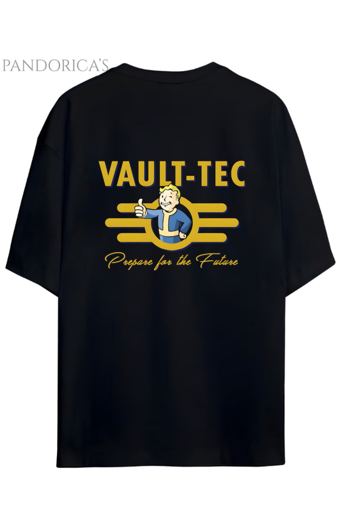 Siyah Fallout Tasarımı Nuka Cola & Vault-Tech Yazılı Sırt Ve Göğüs Baskılı Pamuklu Unisex Tişört - 29