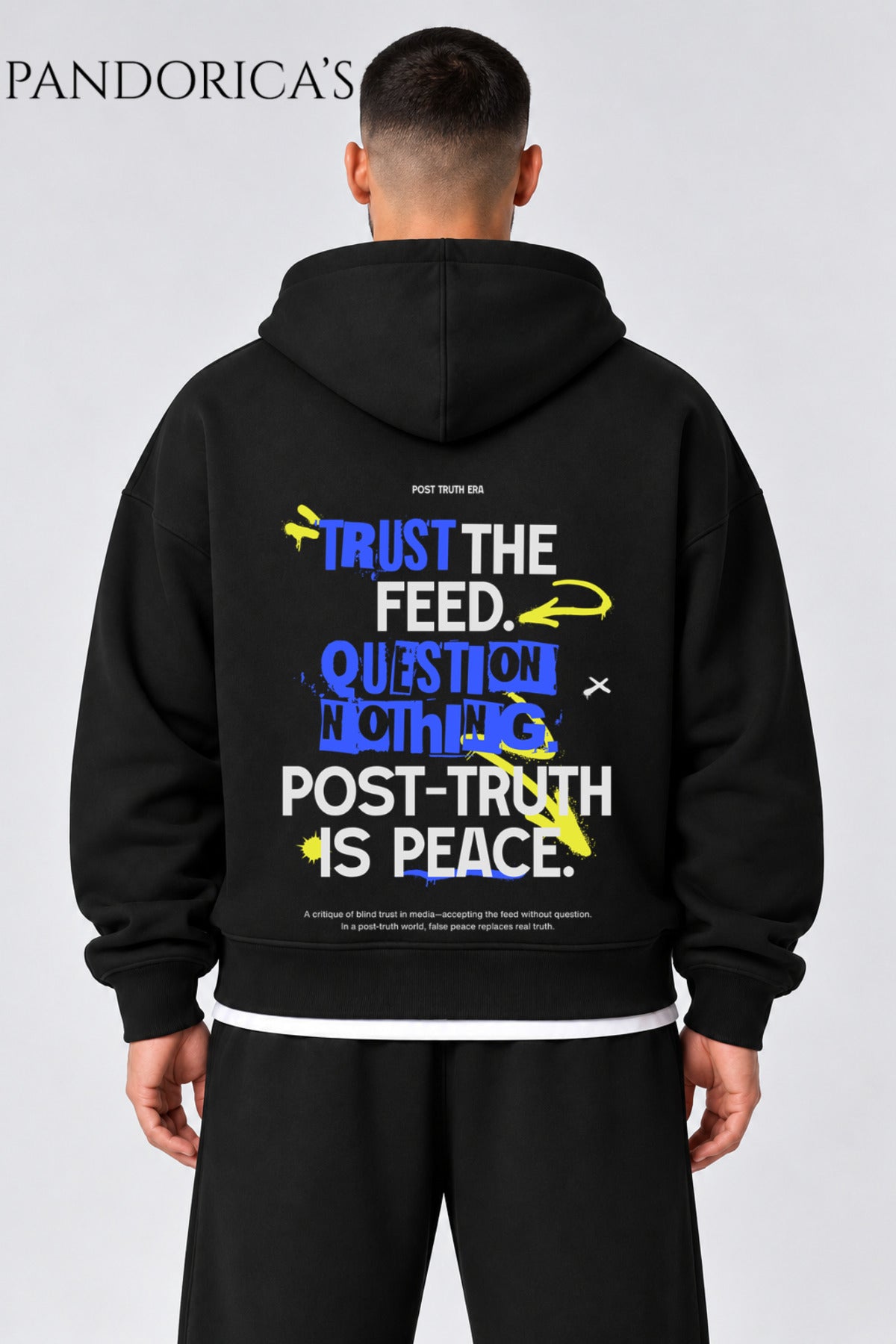 Siyah Urban Streetwear Konseptli Unisex Oversize Yazılı Sırt Baskılı Pamuklu Kapüşonlu Fermuarlı Hırka - 93