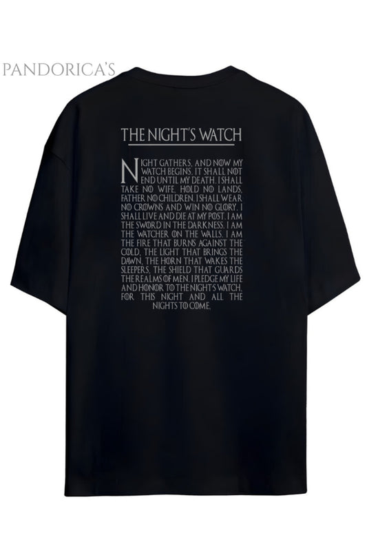 Pandorica's Game Of Thrones The Night's Watch Tasarımı Sırt Ve Göğüs Baskılı Unisex Pamuklu T-shirt