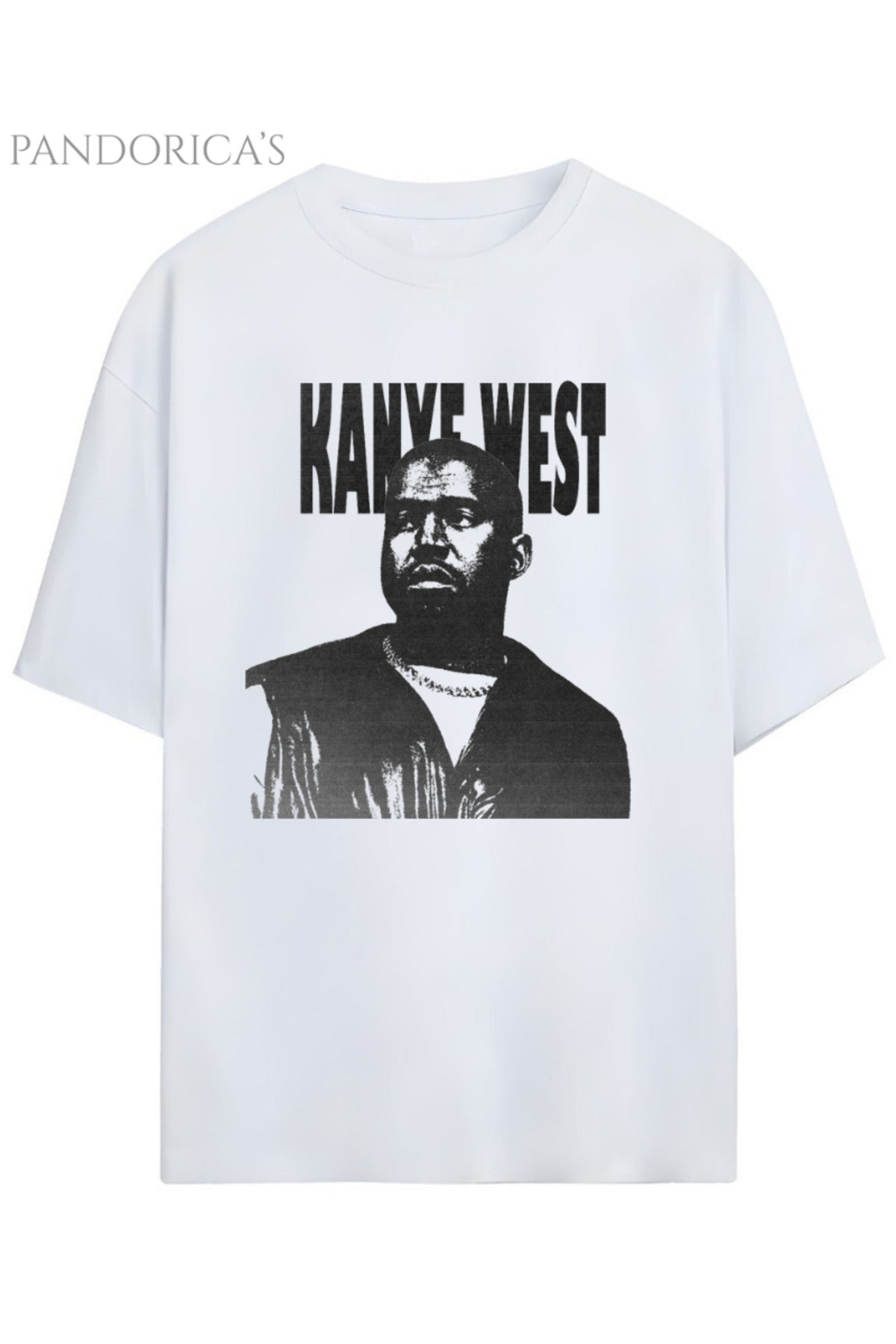 Beyaz Pandorica's Kanye West Tasarımı Baskılı Yazılı Unisex Pamuklu T-Shirt - 49