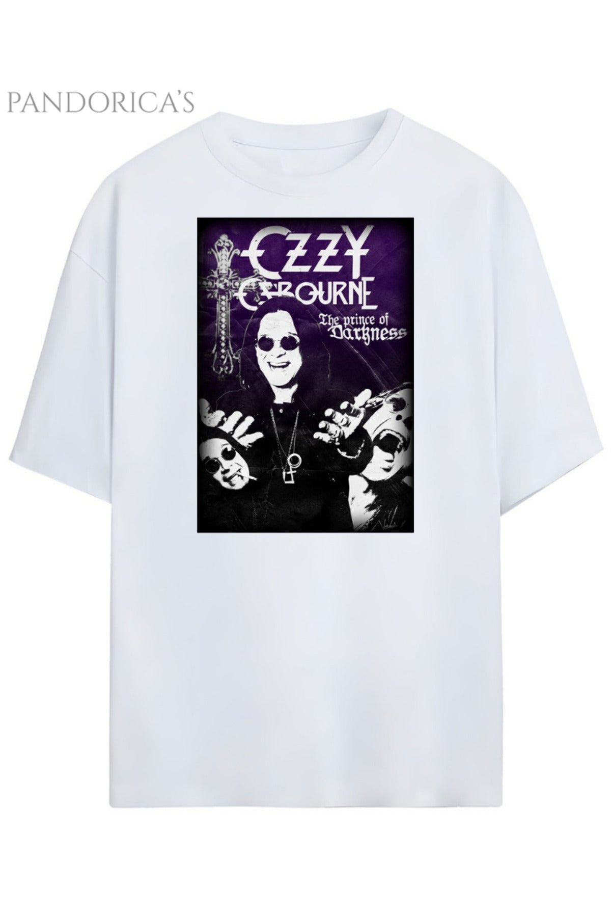 Beyaz Pandorica's Ozzy Osbourne Tasarımı Unisex Pamuklu T-Shirt - 5