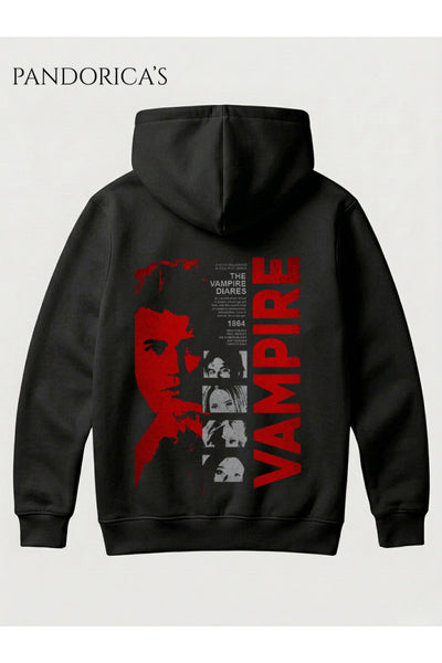 The Vampire Diaries "Salvatore" Yazılı Ön Ve Sırt Baskılı Pamuklu Unisex Kapüşonlu Sweatshirt Hooded (Hoodie)