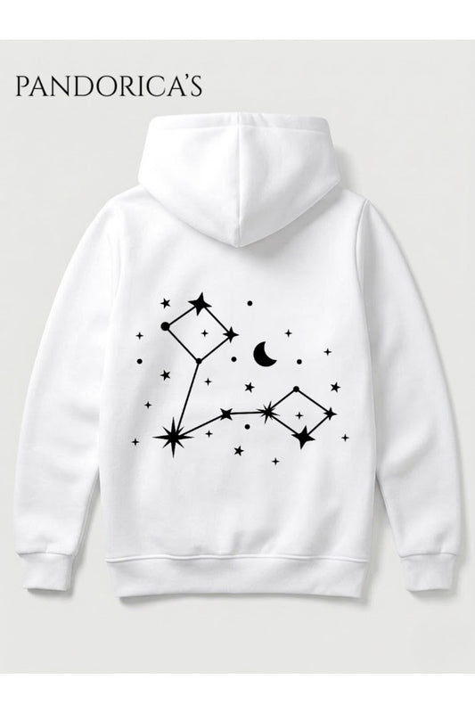 Balık Burcu Zodyak Takımyıldız Sırt Ve Göğüs Baskılı Kapüşonlu Pamuklu Sweatshirt – Pisces (Hoodie)