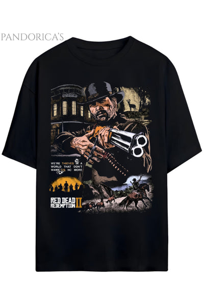 Pandorica's RED DEAD REDEMPTION Arthur Morgan Tasarımı Baskılı Yazılı Unisex Pamuklu T-shirt
