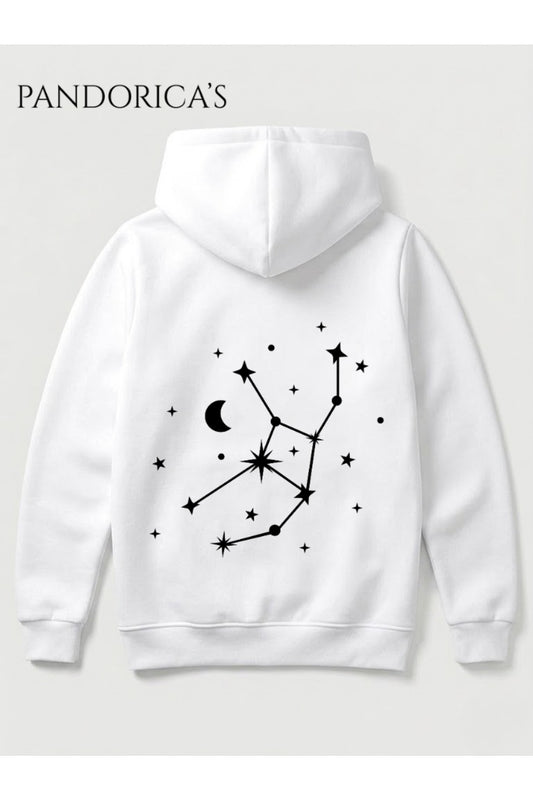 Başak Burcu Zodyak Takımyıldız Sırt Ve Göğüs Baskılı Kapüşonlu Pamuklu Sweatshirt – Virgo (Hoodie)