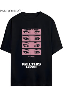 BLACKPINK Tasarım Serisi "KILL THIS LOVE" Yazılı Baskılı Unisex Relaxed Kalıp Tişört