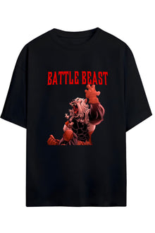 INVINCIBLE BATTLE BEAST BASKILI PAMUKLU RELAXED KALIP UNISEX TİŞÖRT