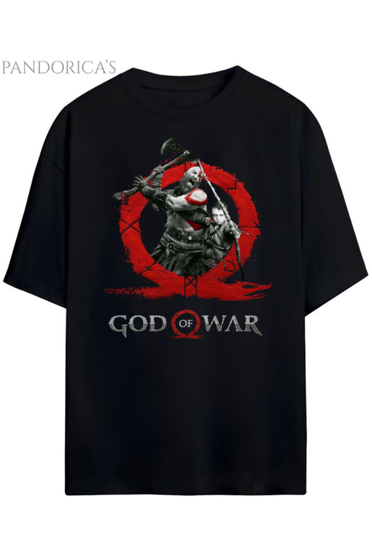 GOD OF WAR TASARIM SERİSİ KRATOS VE ATREUS BASKILI UNISEX GAMER TİŞÖRT