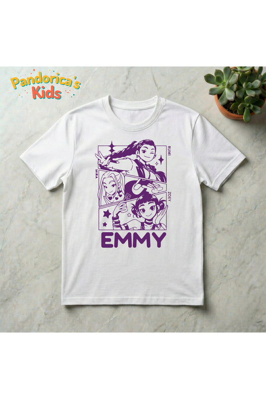 Pandorica's Kpop İblis Avcıları (Demon Hunters) Tasarımı Pamuklu Unisex Çocuk T-shirt